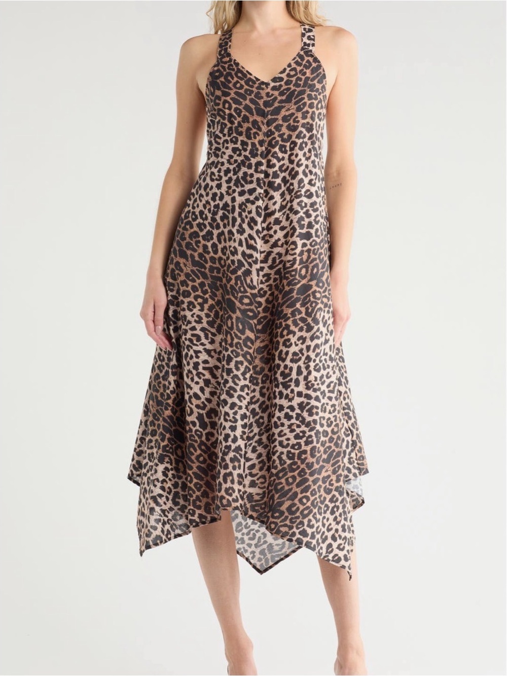 All Saints lilโ Lepo Leopard Print Halter Maxi Dress Brown/Black shark bite SZ 6